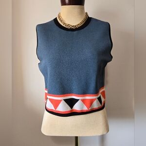 Rachel Roy Blue and Orange Geometric Vest. Size XL
